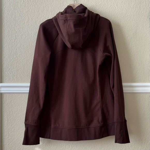 Athleta Triumph Zip Hoodie Jacket Fleece Lined Chocolate Brown Size XL - Picture 4 of 13